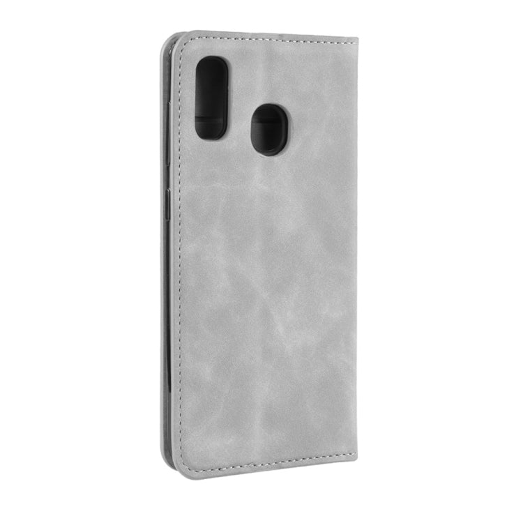 Retro-skin Business Magnetic Suction Leather Case with Purse-Bracket-Chuck Compatible with Galaxy A30, Compatible with Galaxy A30