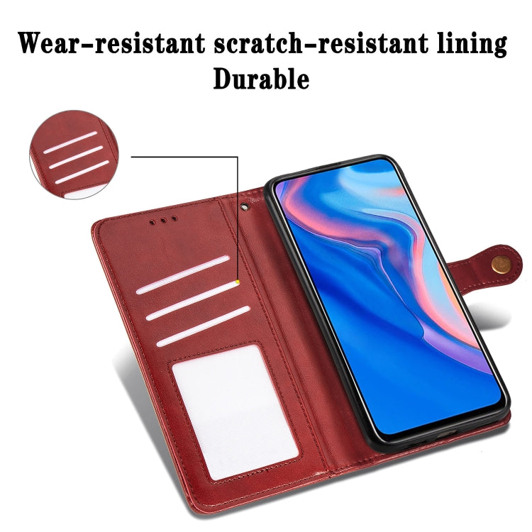 Retro Solid Color Leather Buckle Mobile Phone Protection Leather Case with Lanyard & Photo Frame & Card Slot & Wallet & Bracket Function for Huawei Y9 Prime 2019