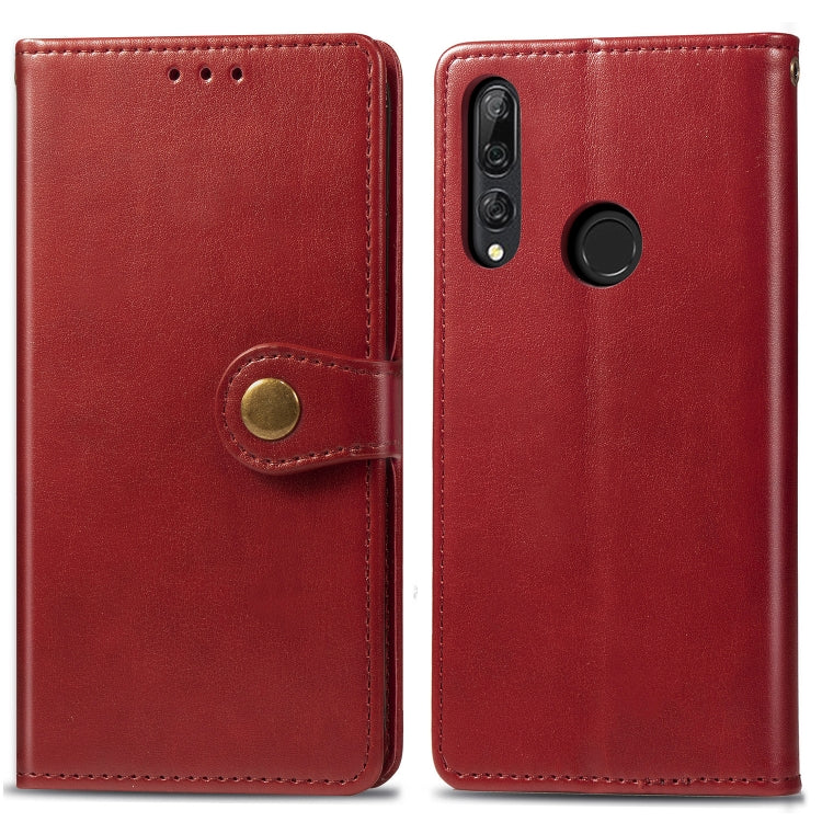 Retro Solid Color Leather Buckle Mobile Phone Protection Leather Case with Lanyard & Photo Frame & Card Slot & Wallet & Bracket Function for Huawei Y9 Prime 2019