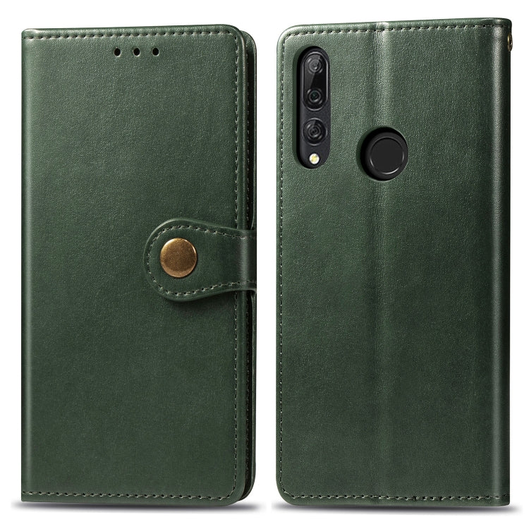 Retro Solid Color Leather Buckle Mobile Phone Protection Leather Case with Lanyard & Photo Frame & Card Slot & Wallet & Bracket Function for Huawei Y9 Prime 2019
