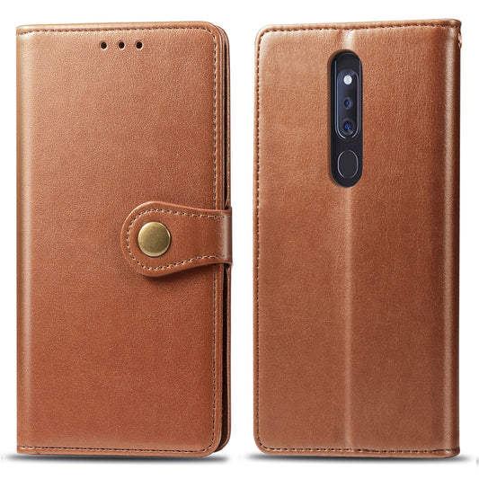 Retro Solid Color Leather Buckle Mobile Phone Protection Leather Case with Lanyard & Photo Frame & Card Slot & Wallet & Bracket Function for OPPO F11 Pro / A9X