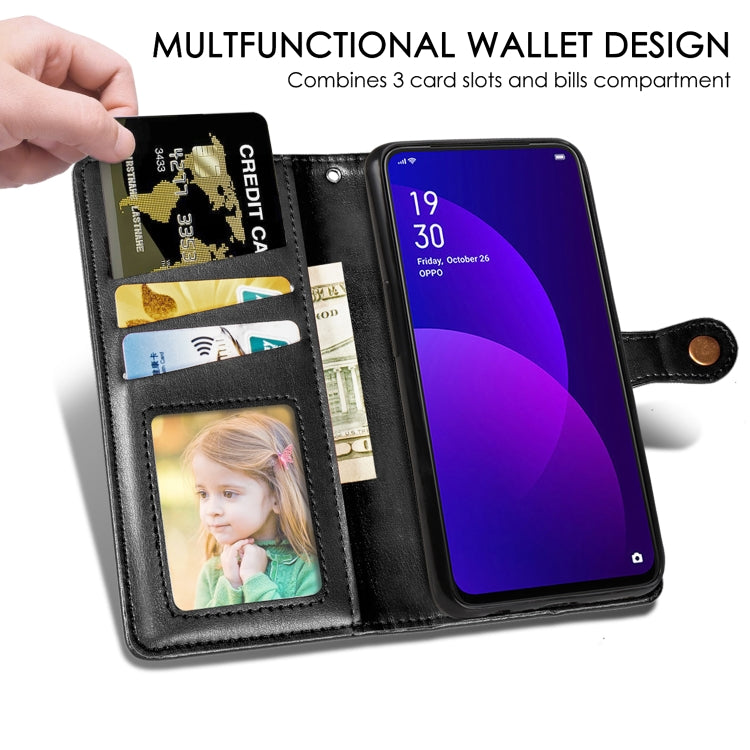 Retro Solid Color Leather Buckle Mobile Phone Protection Leather Case with Lanyard & Photo Frame & Card Slot & Wallet & Bracket Function for OPPO F11 Pro / A9X