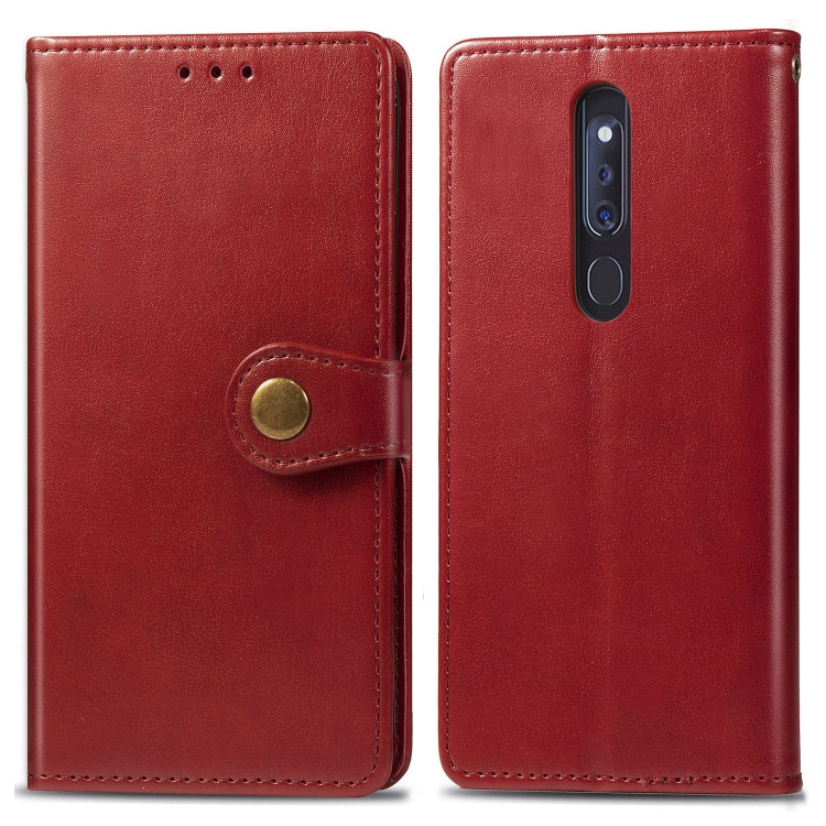 Retro Solid Color Leather Buckle Mobile Phone Protection Leather Case with Lanyard & Photo Frame & Card Slot & Wallet & Bracket Function for OPPO F11 Pro / A9X