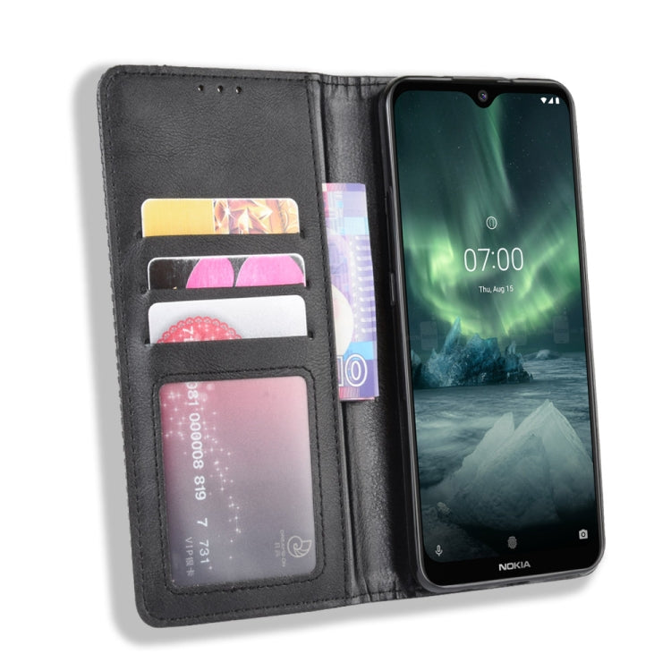 For Nokia 7.2 / Nokia 6.2 Magnetic Buckle Retro Crazy Horse Texture Horizontal Flip Leather Case , with Holder & Card Slots & Photo Frame