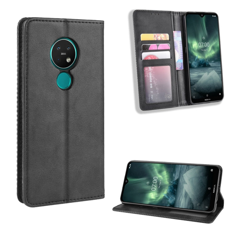 For Nokia 7.2 / Nokia 6.2 Magnetic Buckle Retro Crazy Horse Texture Horizontal Flip Leather Case , with Holder & Card Slots & Photo Frame