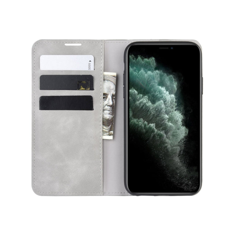 For iPhone 11 Pro Max   Retro-skin Business Magnetic Suction Leather Case with Purse-Bracket-Chuck