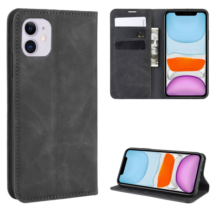 For iPhone 11   Retro-skin Business Magnetic Suction Leather Case with Purse-Bracket-Chuck