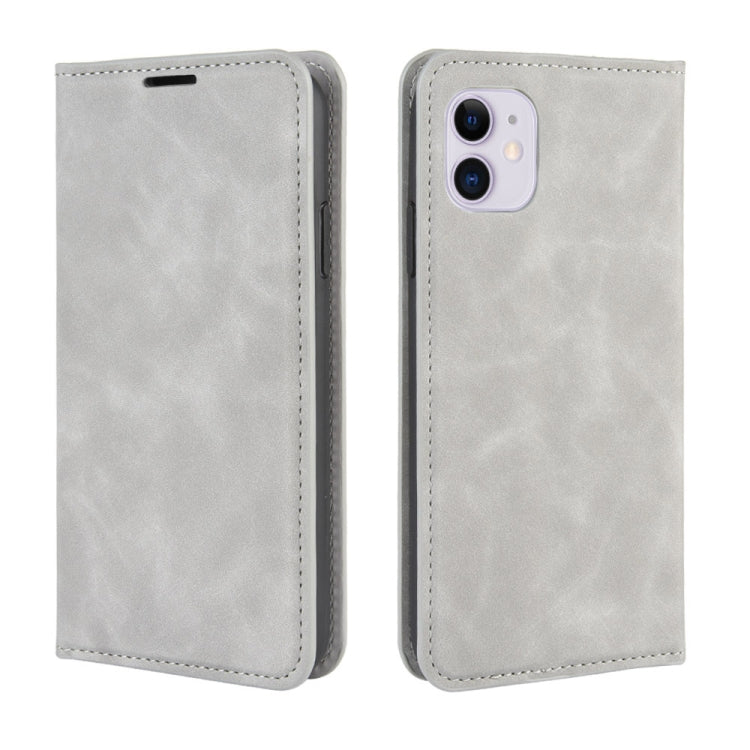For iPhone 11   Retro-skin Business Magnetic Suction Leather Case with Purse-Bracket-Chuck
