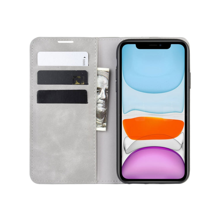 For iPhone 11   Retro-skin Business Magnetic Suction Leather Case with Purse-Bracket-Chuck