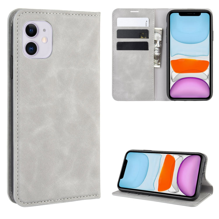 For iPhone 11   Retro-skin Business Magnetic Suction Leather Case with Purse-Bracket-Chuck