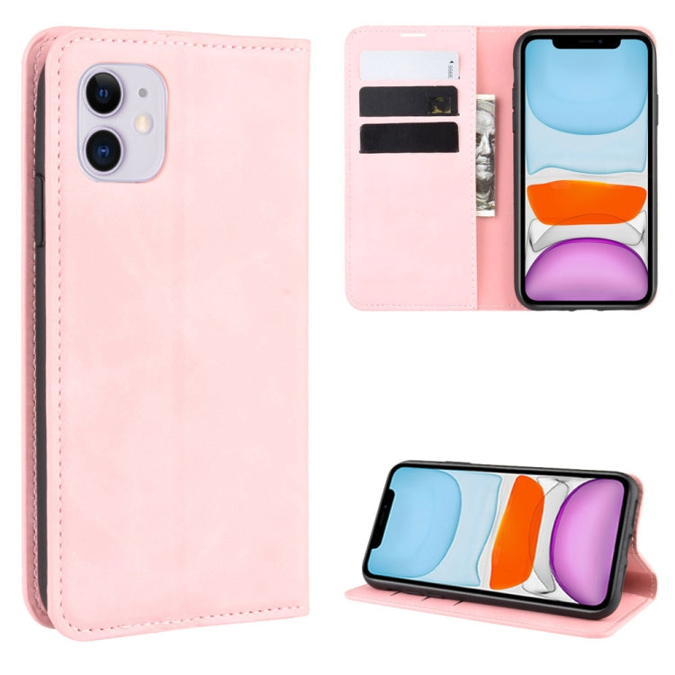 For iPhone 11   Retro-skin Business Magnetic Suction Leather Case with Purse-Bracket-Chuck