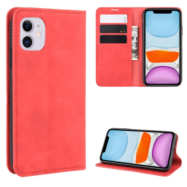 For iPhone 11   Retro-skin Business Magnetic Suction Leather Case with Purse-Bracket-Chuck