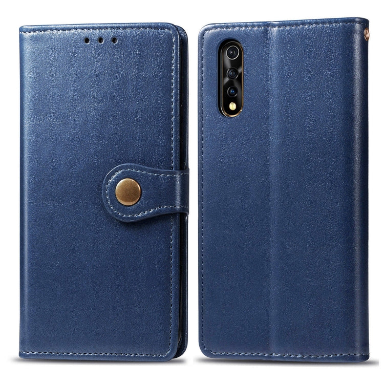For Vivo S1   Retro Solid Color Leather Buckle Phone Case with Lanyard & Photo Frame & Card Slot & Wallet & Stand Function