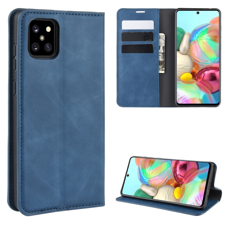 For Galaxy A81 / M60S / Note 10 Lite Retro-skin Business Magnetic Suction Leather Case with Holder & Card Slots & Wallet