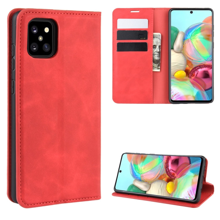 For Galaxy A81 / M60S / Note 10 Lite Retro-skin Business Magnetic Suction Leather Case with Holder & Card Slots & Wallet