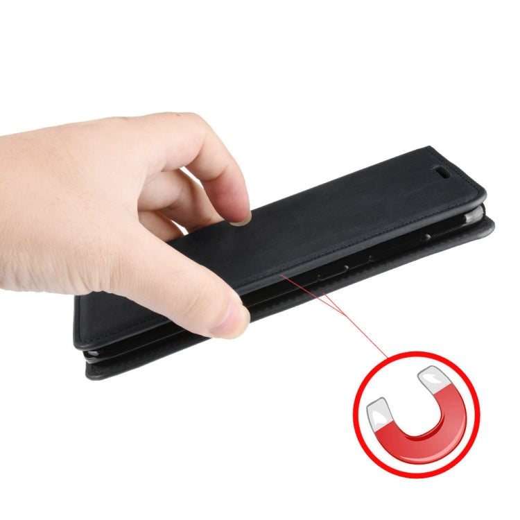 For OPPO A91 Retro-skin Business Magnetic Suction Horizontal Flip PU Leather Case with Holder & Card Slots & Wallet