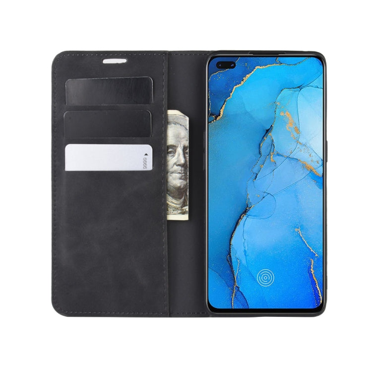 For Oppo Reno3 Pro Retro-skin Business Magnetic Suction Leather Case with Holder & Card Slots & Wallet