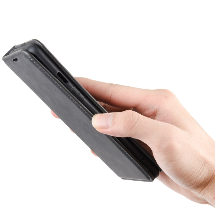 For OnePlus 8 Retro-skin Business Magnetic Suction Leather Case with Holder & Card Slots & Wallet