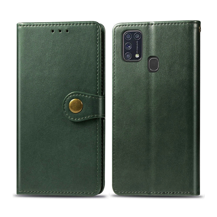 For Galaxy M31 Retro Solid Color Leather Buckle Phone Case with Lanyard & Photo Frame & Card Slot & Wallet & Stand Function