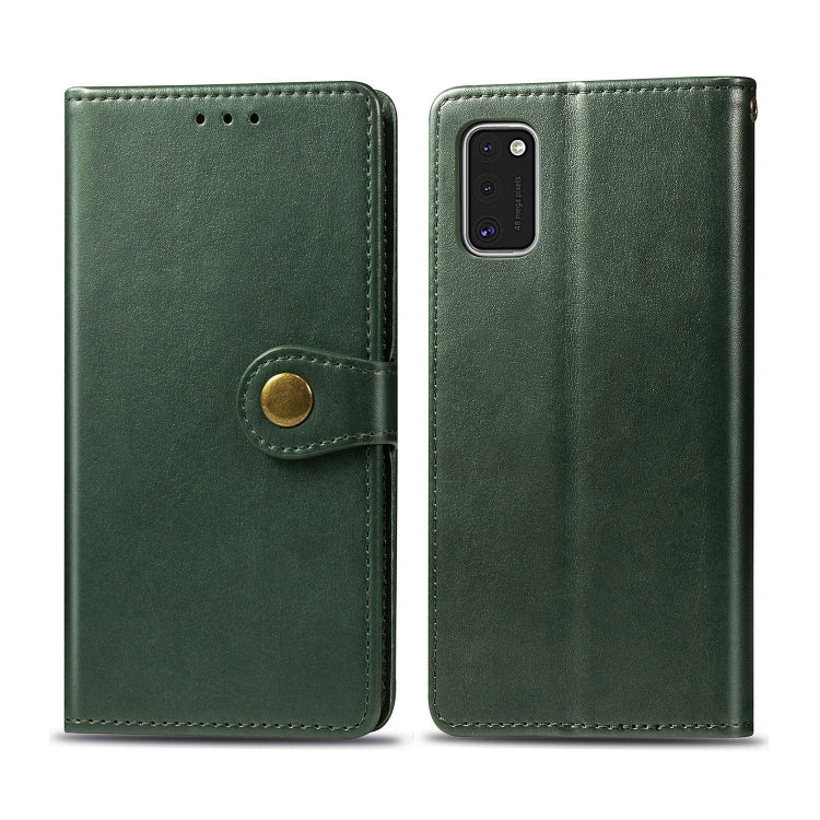 For Galaxy A41 Retro Solid Color Leather Buckle Phone Case with Lanyard & Photo Frame & Card Slot & Wallet & Stand Function