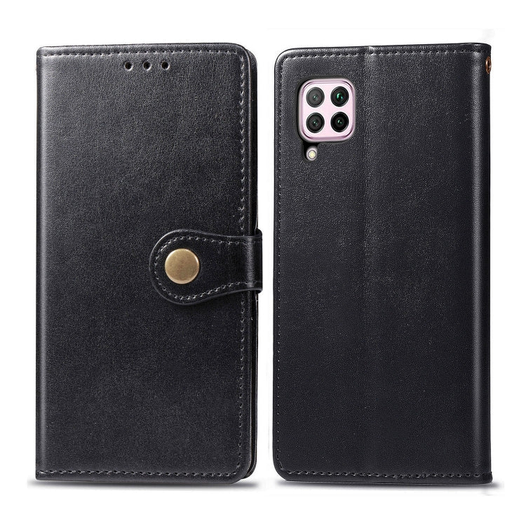 For Huawei P40 Lite/Nova 7i/Nova 6se Retro Solid Color Leather Buckle Phone Case with Lanyard & Photo Frame & Card Slot & Wallet & Stand Function