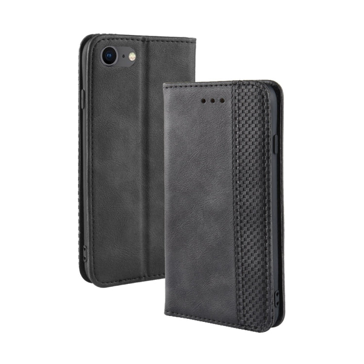 For iPhone SE (2020) Magnetic Buckle Retro Crazy Horse Texture Horizontal Flip Leather Case  , with Holder & Card Slots & Photo Frame