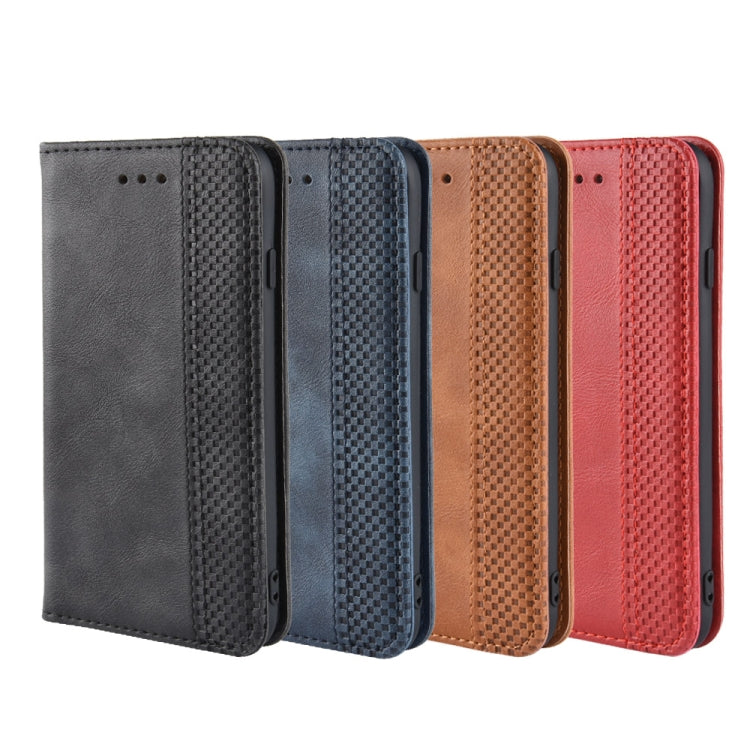 For iPhone SE (2020) Magnetic Buckle Retro Crazy Horse Texture Horizontal Flip Leather Case  , with Holder & Card Slots & Photo Frame