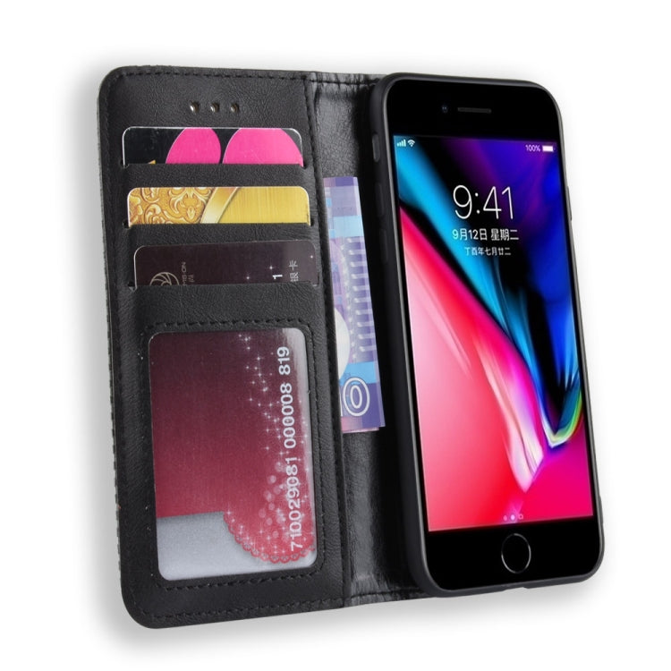 For iPhone SE (2020) Magnetic Buckle Retro Crazy Horse Texture Horizontal Flip Leather Case  , with Holder & Card Slots & Photo Frame