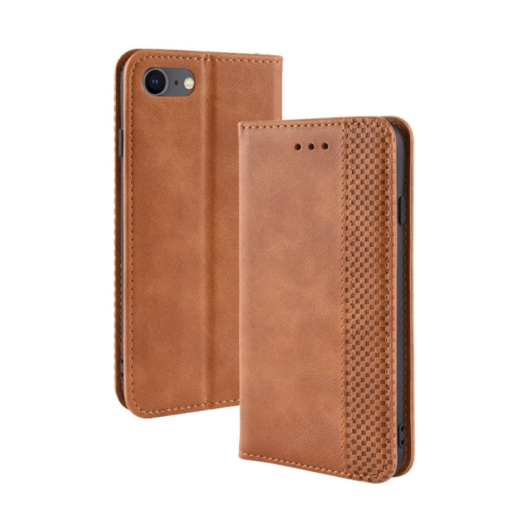 For iPhone SE (2020) Magnetic Buckle Retro Crazy Horse Texture Horizontal Flip Leather Case  , with Holder & Card Slots & Photo Frame