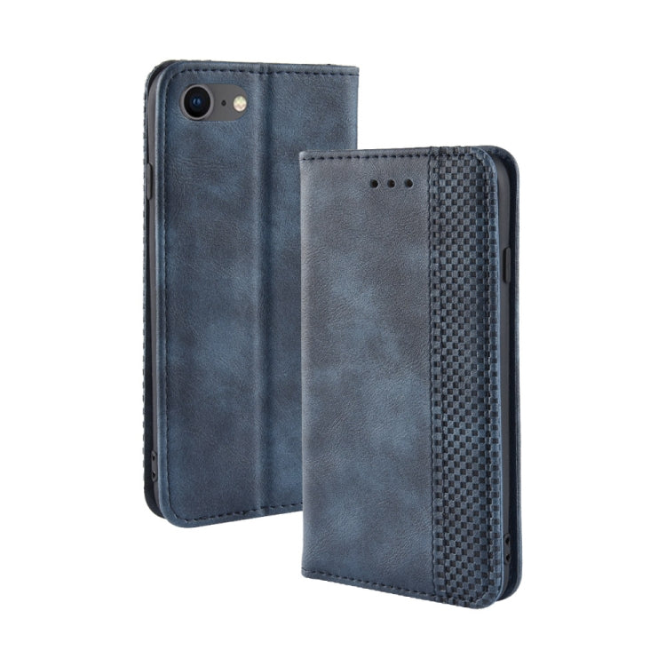 For iPhone SE (2020) Magnetic Buckle Retro Crazy Horse Texture Horizontal Flip Leather Case  , with Holder & Card Slots & Photo Frame