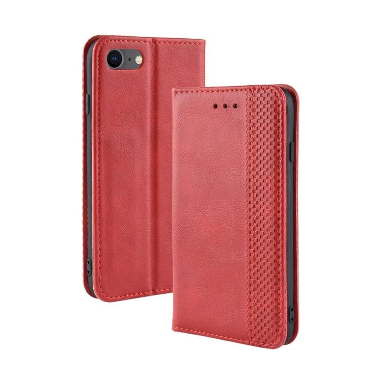 For iPhone SE (2020) Magnetic Buckle Retro Crazy Horse Texture Horizontal Flip Leather Case  , with Holder & Card Slots & Photo Frame