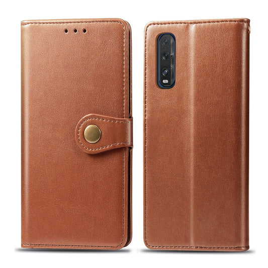 For OPPO Find X2 Retro Solid Color Leather Buckle Phone Case with Lanyard & Photo Frame & Card Slot & Wallet & Stand Function