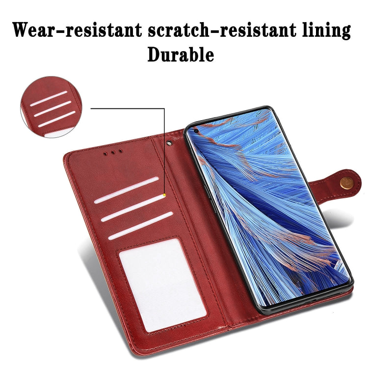 For OPPO Find X2 Retro Solid Color Leather Buckle Phone Case with Lanyard & Photo Frame & Card Slot & Wallet & Stand Function