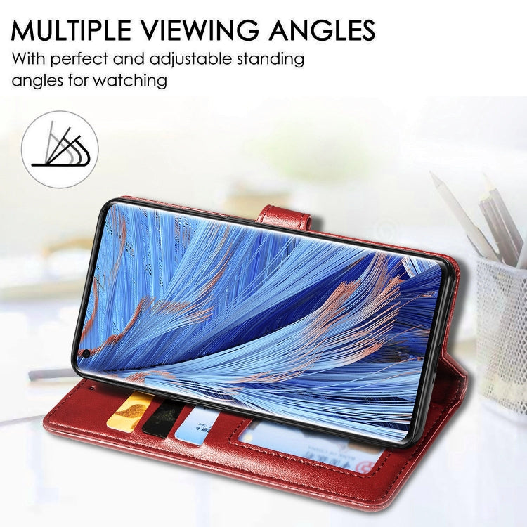 For OPPO Find X2 Retro Solid Color Leather Buckle Phone Case with Lanyard & Photo Frame & Card Slot & Wallet & Stand Function