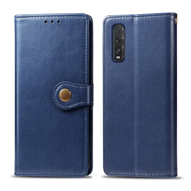 For OPPO Find X2 Retro Solid Color Leather Buckle Phone Case with Lanyard & Photo Frame & Card Slot & Wallet & Stand Function