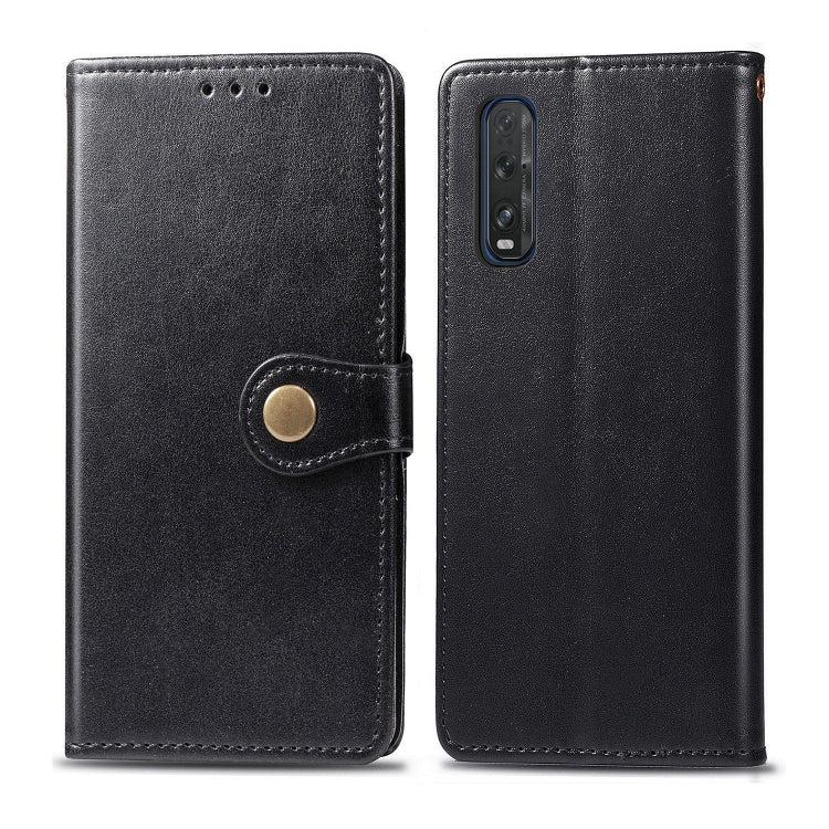 For OPPO Find X2 Retro Solid Color Leather Buckle Phone Case with Lanyard & Photo Frame & Card Slot & Wallet & Stand Function