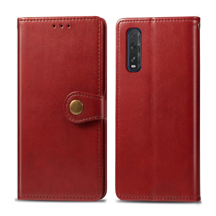 For OPPO Find X2 Retro Solid Color Leather Buckle Phone Case with Lanyard & Photo Frame & Card Slot & Wallet & Stand Function