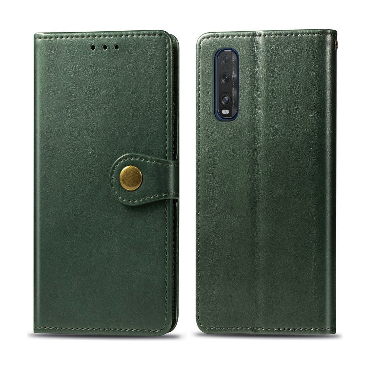 For OPPO Find X2 Retro Solid Color Leather Buckle Phone Case with Lanyard & Photo Frame & Card Slot & Wallet & Stand Function