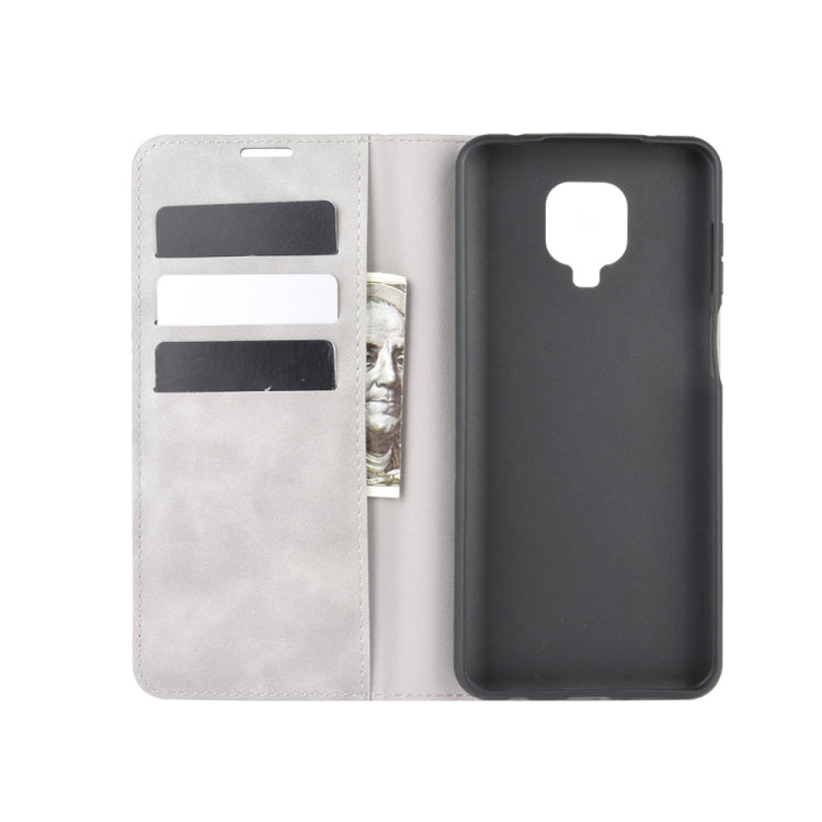For Xiaomi Redmi Note 9 Pro Retro-skin Business Magnetic Suction Leather Case with Holder & Card Slots & Wallet
