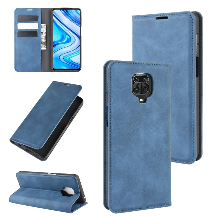 For Xiaomi Redmi Note 9 Pro Retro-skin Business Magnetic Suction Leather Case with Holder & Card Slots & Wallet