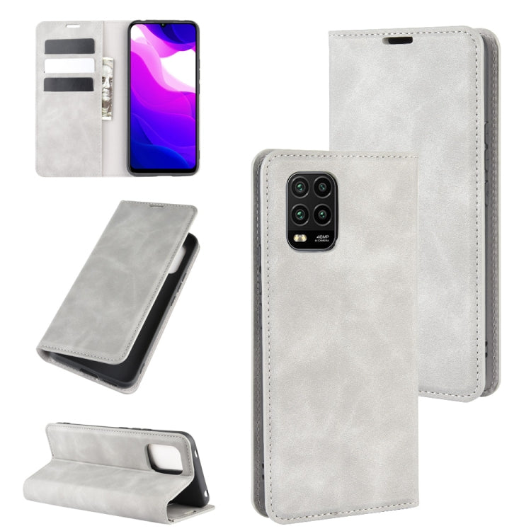 For Xiaomi Mi Note 10 Lite 5g Retro-skin Business Magnetic Suction Leather Case with Holder & Card Slots & Wallet