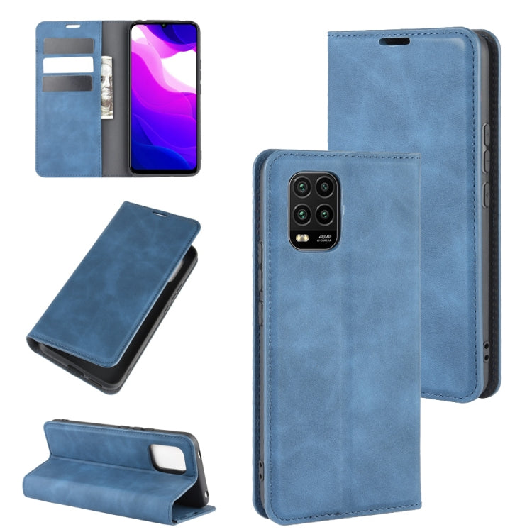 For Xiaomi Mi Note 10 Lite 5g Retro-skin Business Magnetic Suction Leather Case with Holder & Card Slots & Wallet