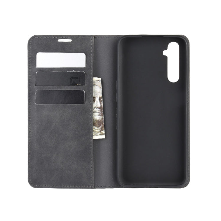 For OPPO Realme 6 Retro-skin Business Magnetic Suction Leather Case with Holder & Card Slots & Wallet