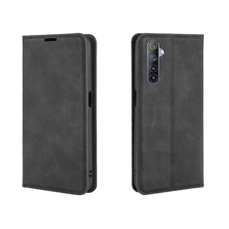 For OPPO Realme 6 Retro-skin Business Magnetic Suction Leather Case with Holder & Card Slots & Wallet