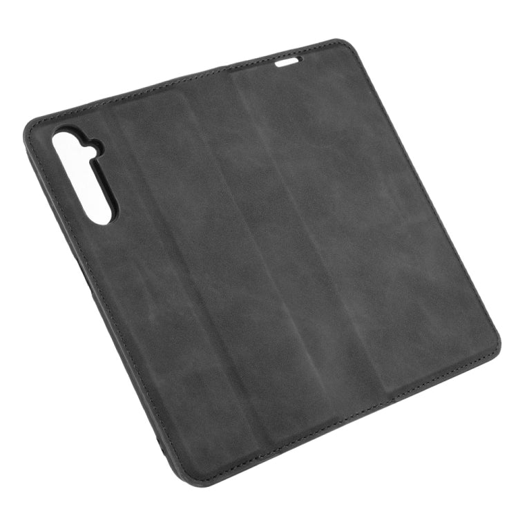 For OPPO Realme 6 Retro-skin Business Magnetic Suction Leather Case with Holder & Card Slots & Wallet