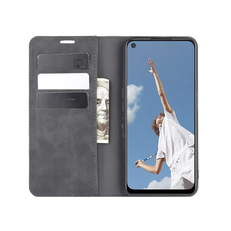 For OPPO A72 Retro-skin Business Magnetic Suction Leather Case with Holder & Card Slots & Wallet