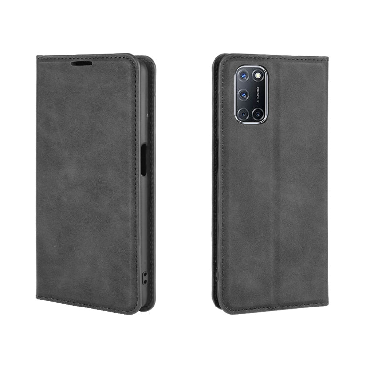 For OPPO A72 Retro-skin Business Magnetic Suction Leather Case with Holder & Card Slots & Wallet
