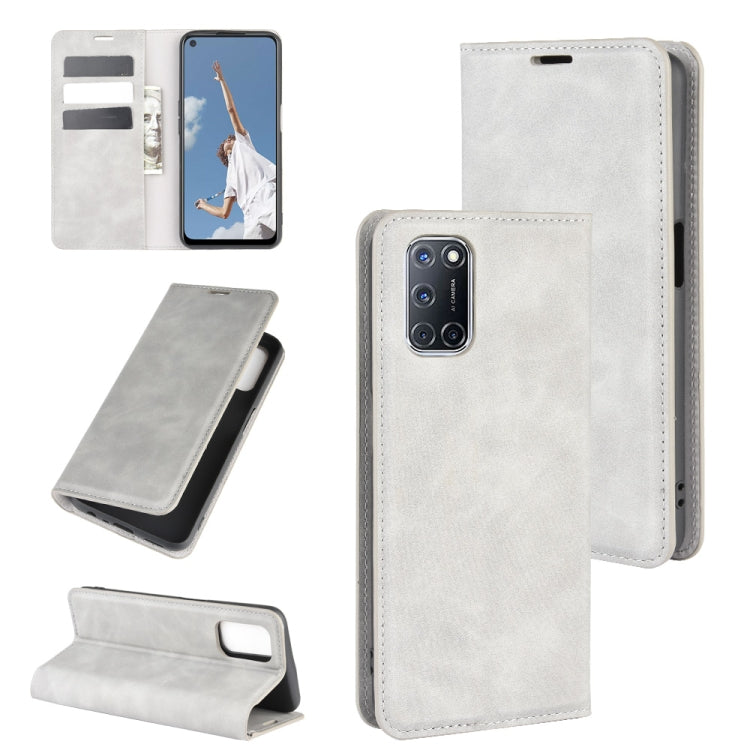 For OPPO A72 Retro-skin Business Magnetic Suction Leather Case with Holder & Card Slots & Wallet