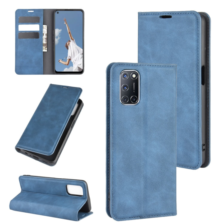 For OPPO A72 Retro-skin Business Magnetic Suction Leather Case with Holder & Card Slots & Wallet