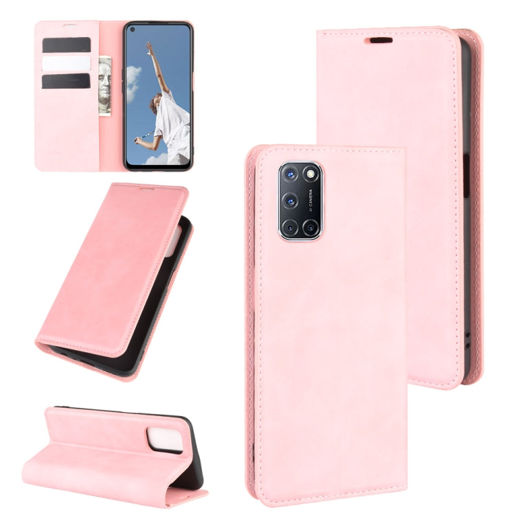 For OPPO A72 Retro-skin Business Magnetic Suction Leather Case with Holder & Card Slots & Wallet